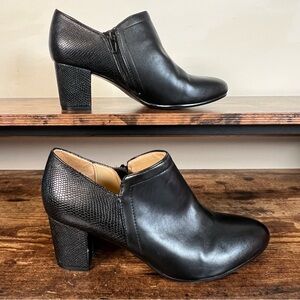 Naturalizer Misha Black Leather Snake Block Heel business casual shoe Womens 8.5